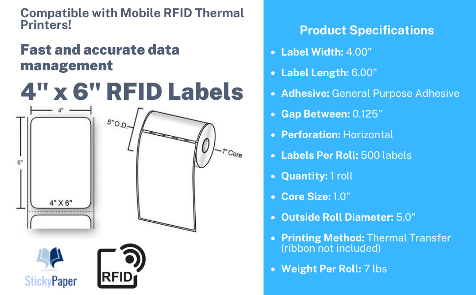 RFID TT 4x6 1in core