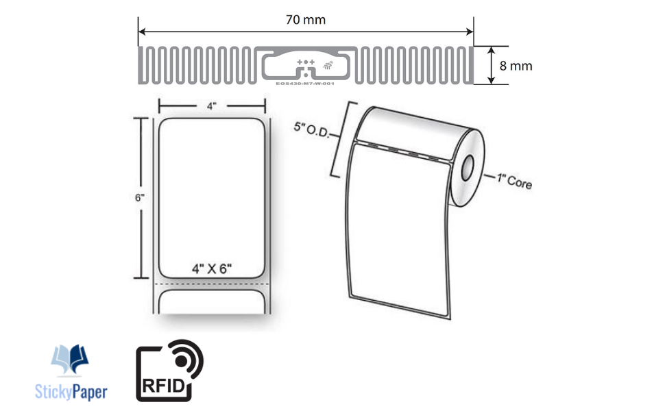 RFID TT 4x6 1in core